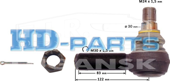 Наконечник рулевой тяги М30*М24 левый