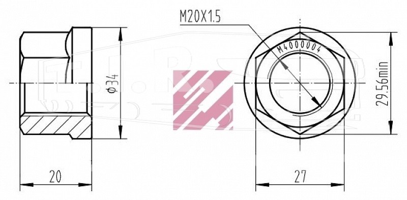 Гайка М20*1.5 колесная SW27