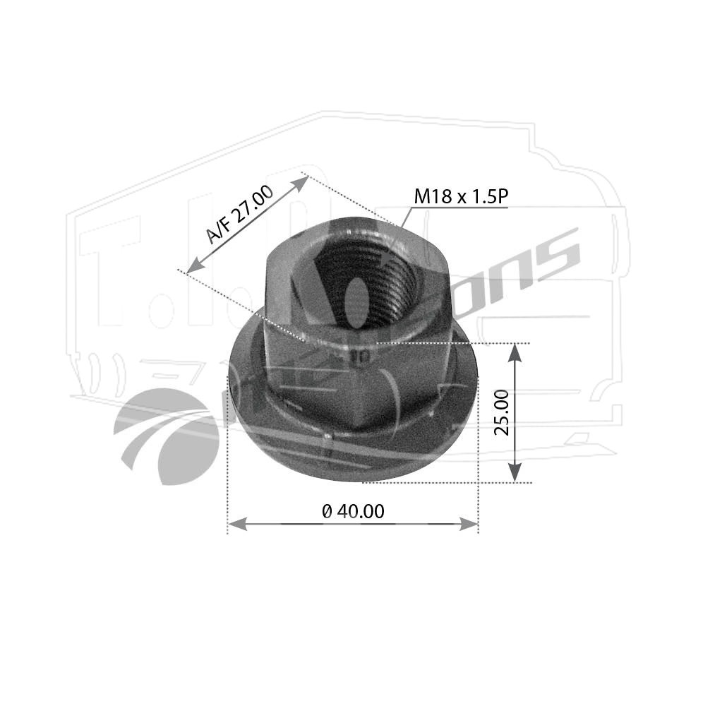 Гайка М18*1.5 колесная SW27 с юбкой