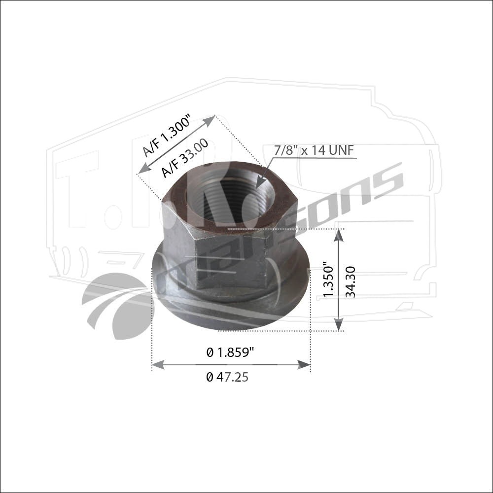 Гайка колеса 7/8"-14UNF h=35/33