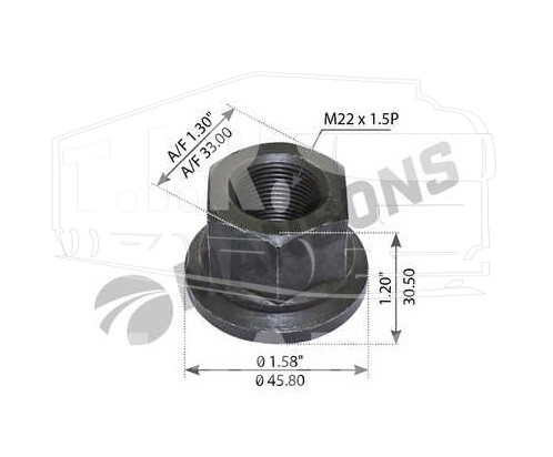 Гайка М22*1.5 колеса с юбкой SW33