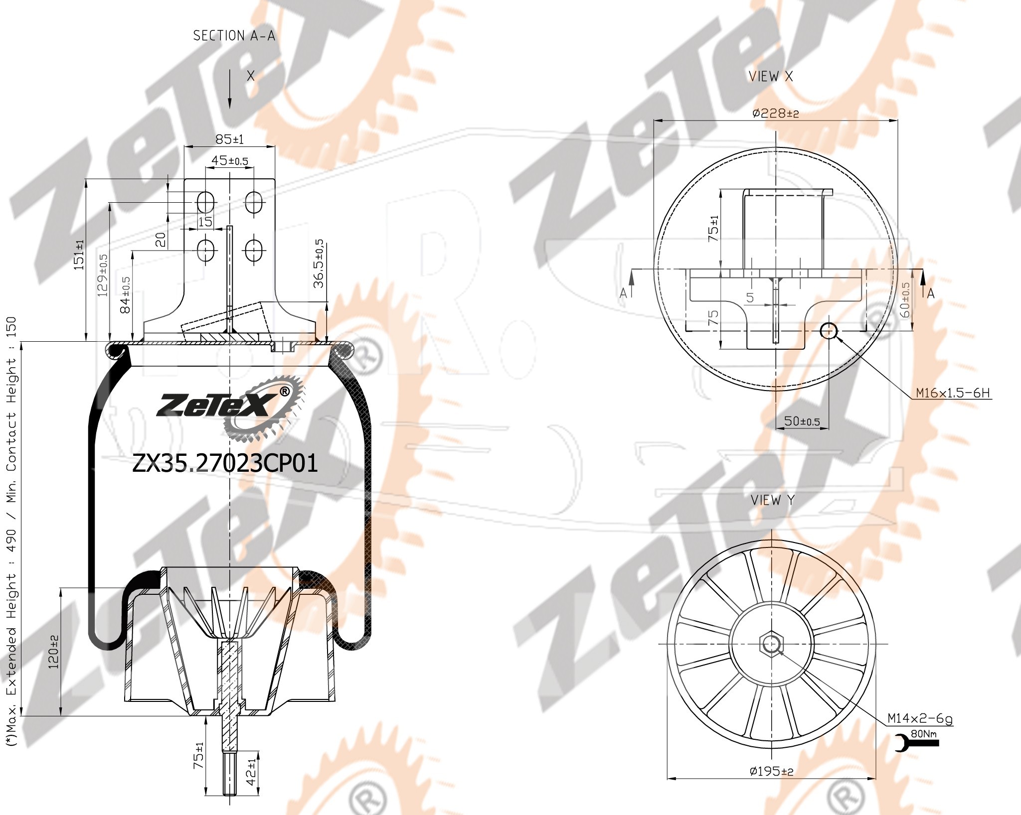 Пневморессора задняя 1TS270-23 / 206685 IVECO Stralis