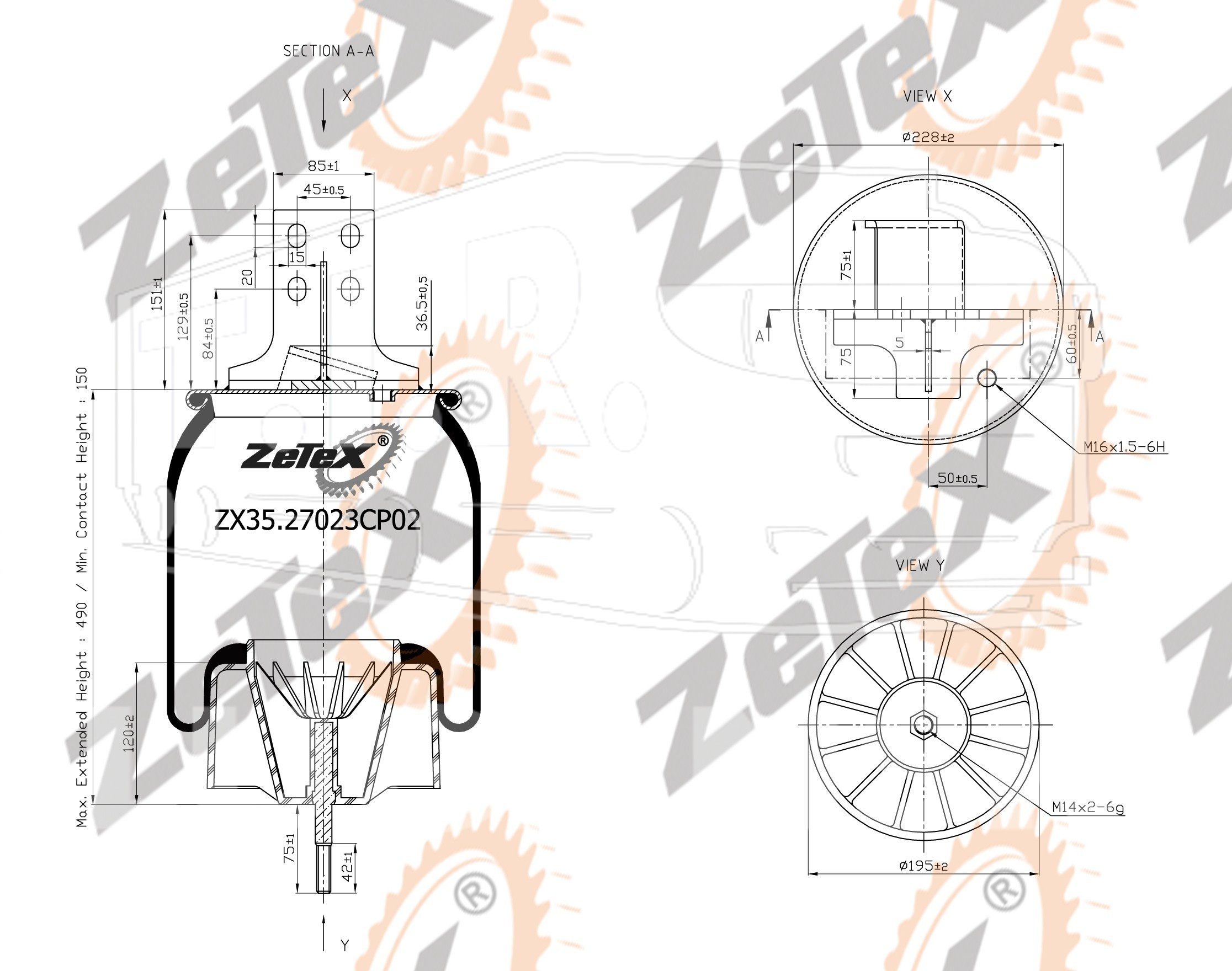 Пневморессора задняя 1TS270-23 / 206684 IVECO Stralis