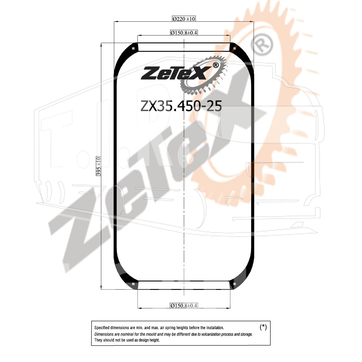 Пневморессора RZ450-25 O350 Tourismo/O403, O404 / Iveco