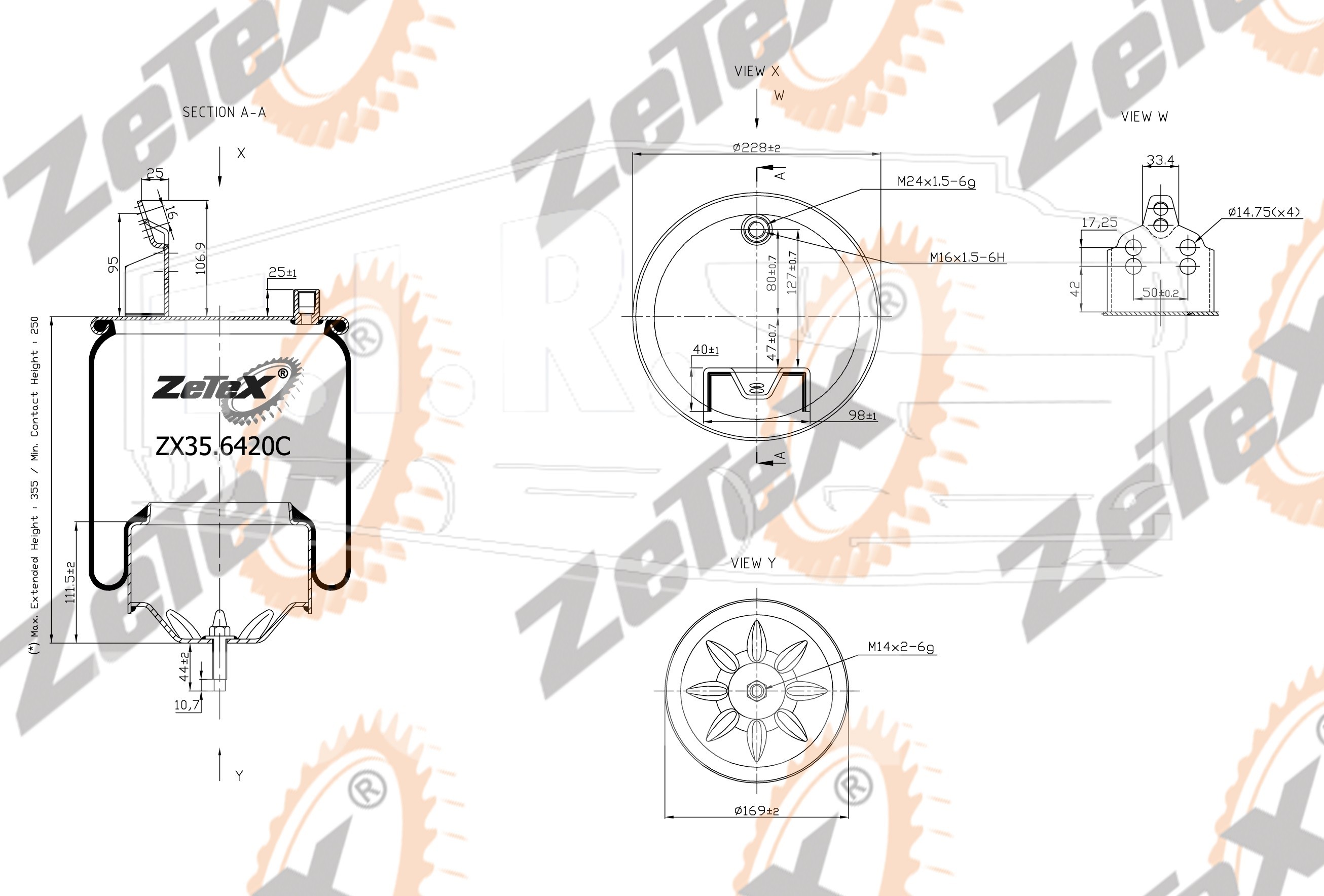 Пневморессора 6420N (82212N) металлический стакан/с кронштейном Volvo