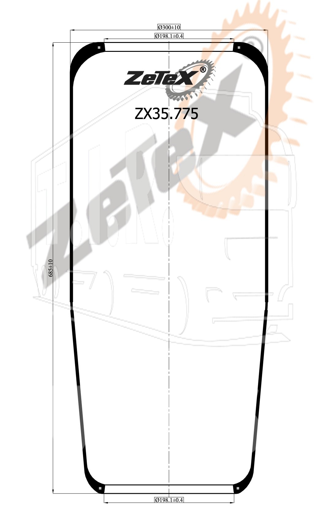 Пневморессора 775N  BPW / EVO / GIGANT / KOEGEL