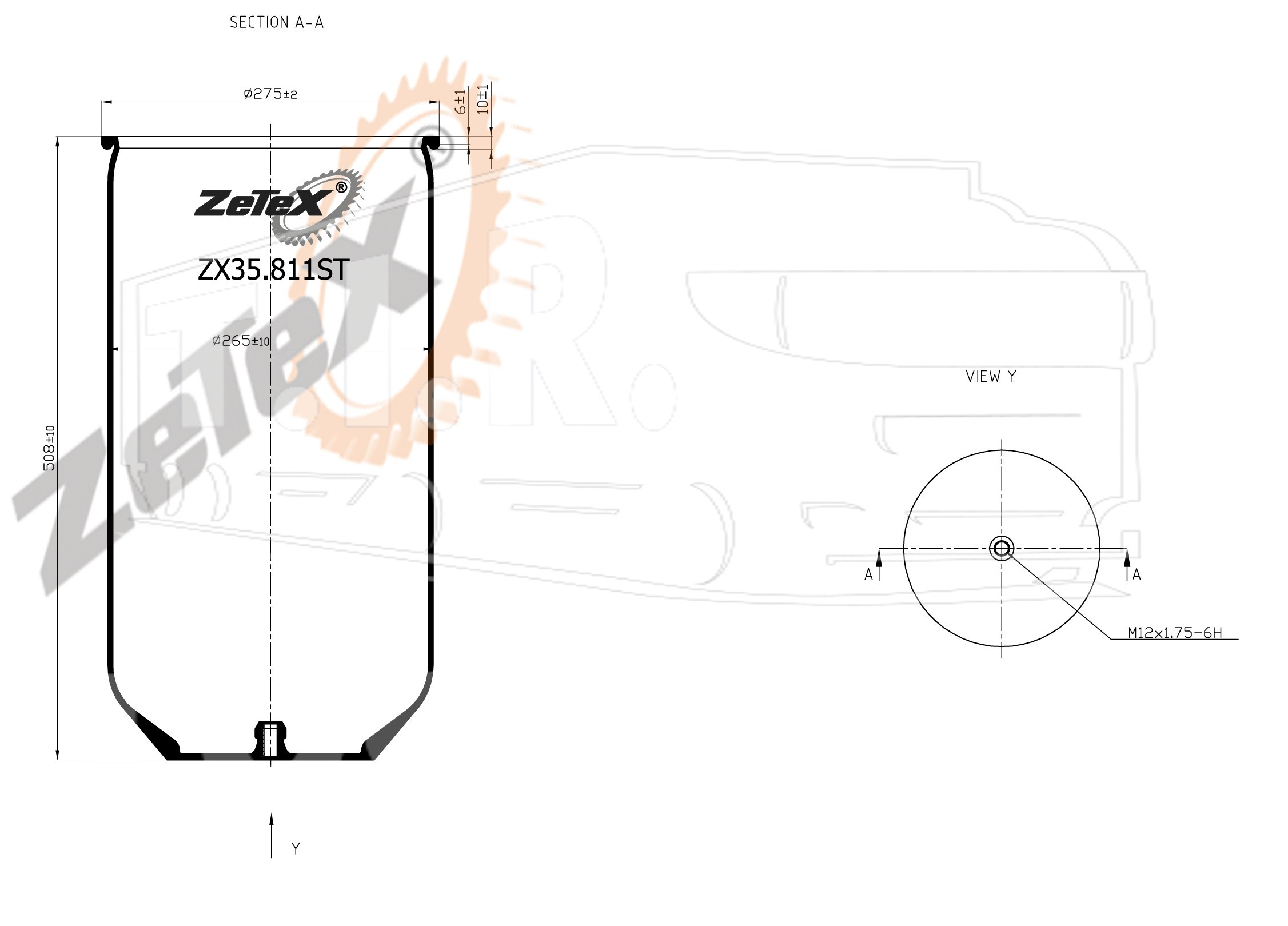 Пневморессора 811NT без стакана без отбойника MAN SG220 / SG220 R