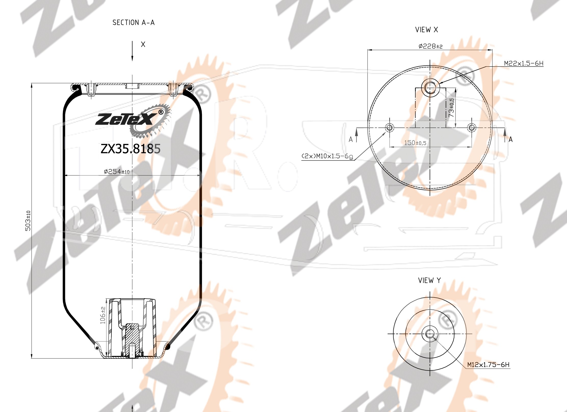 Пневморессора 8185 без стакана SCHMITZ