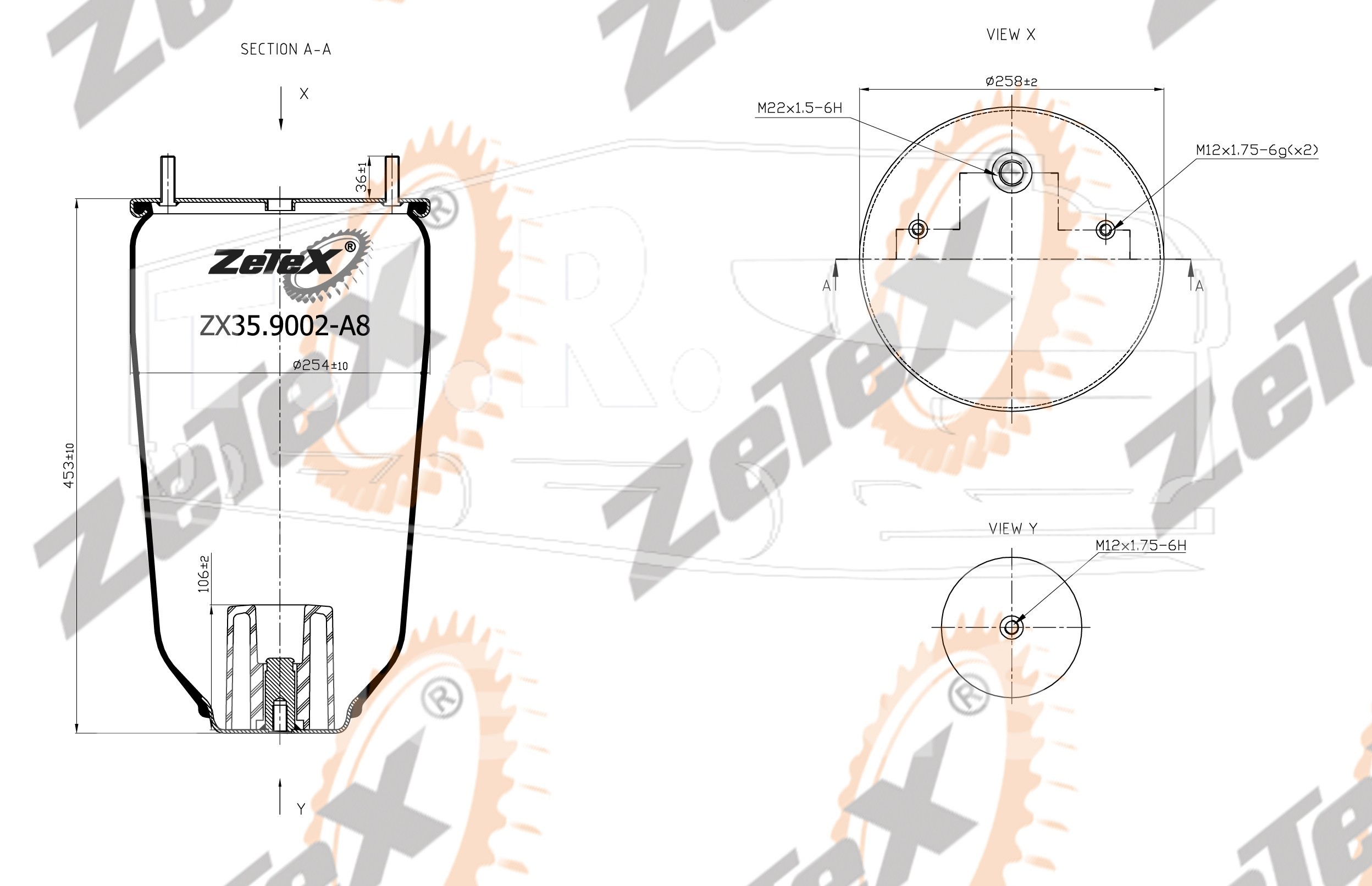 Пневморессора 1DK21A-8 / W01M586297 без стакана WEWELER