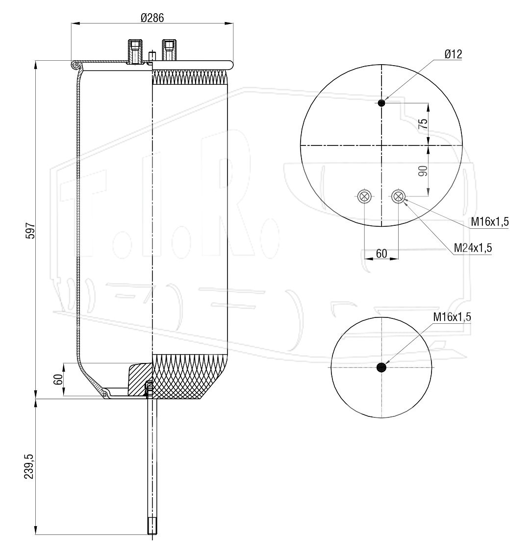 Пневморессора (без стакана) (2 штуц.)