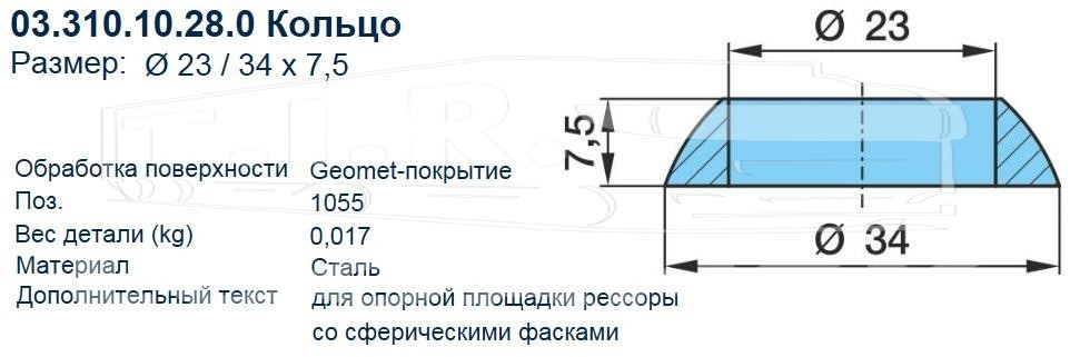 Кольцо для опорной площадки рессоры со сферич. фасками