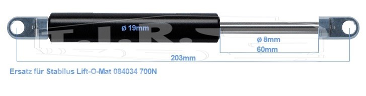 Амортизатор шторы прицепа 700N 205mm