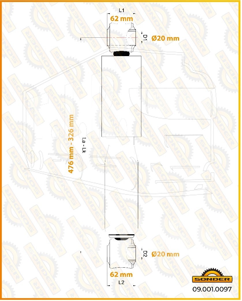 Амортизатор 326-476 d20*62/d20*62