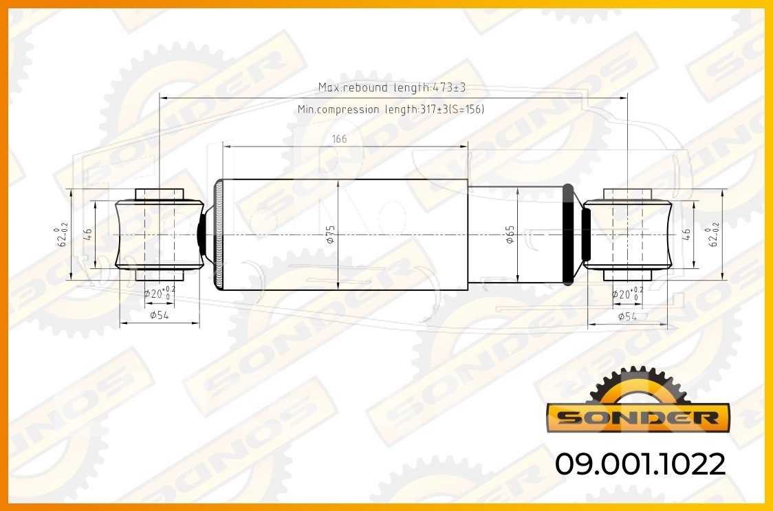 Амортизатор 320-476 d20*62/d20*62