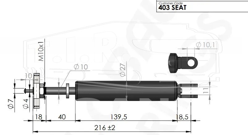 Амортизатор сиденья 500N