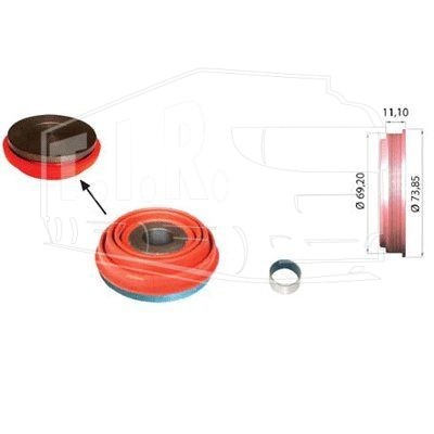 Манжета направляющей суппорта D=73.85mm/d=69.2mm KNORR-BREMSE SB5../SN5..SERIES
