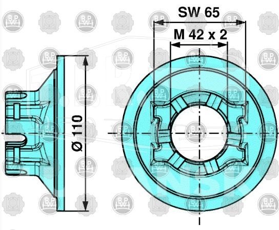 Гайка ступицы М42*2/SW65 прорезная