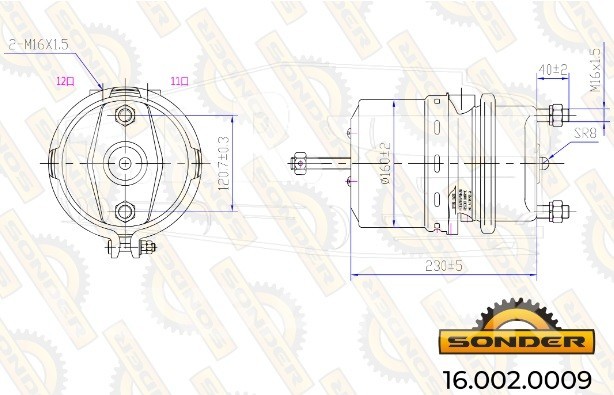 Энергоаккумулятор 16/16 (дисковый тормоз)