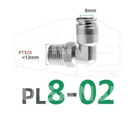 Соединитель уголок 1/4'/D8мм метал