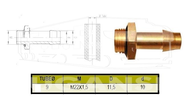 Соединитель М22*D10 ершик