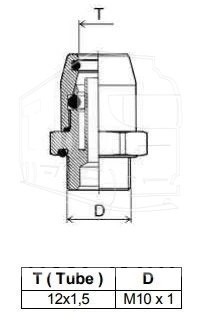 Соединитель М10*D12 латунь