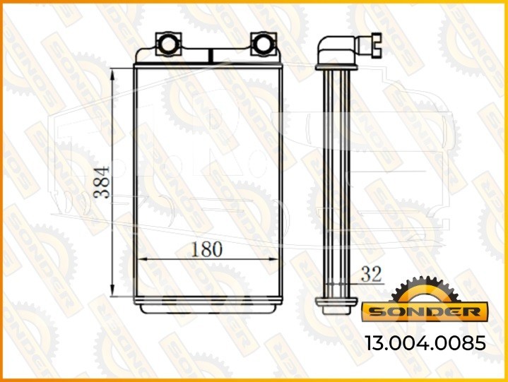 Радиатор печки 382*189*40