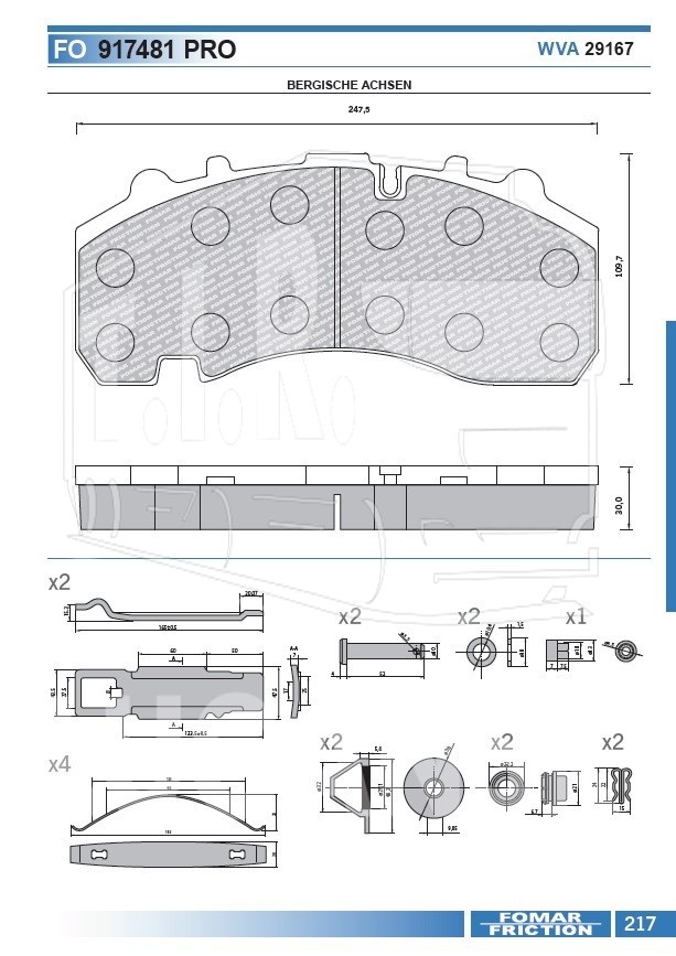Колодки тормозные 248*109*30