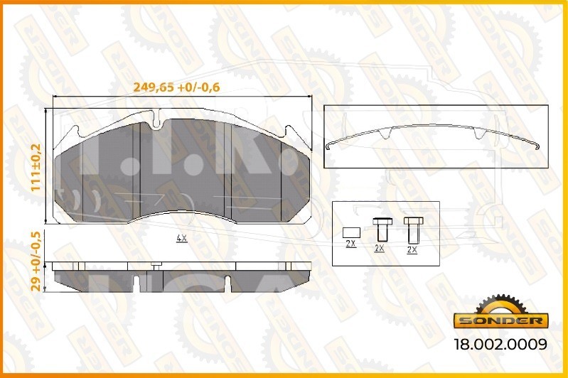 Колодки тормозные 249.2*111*29