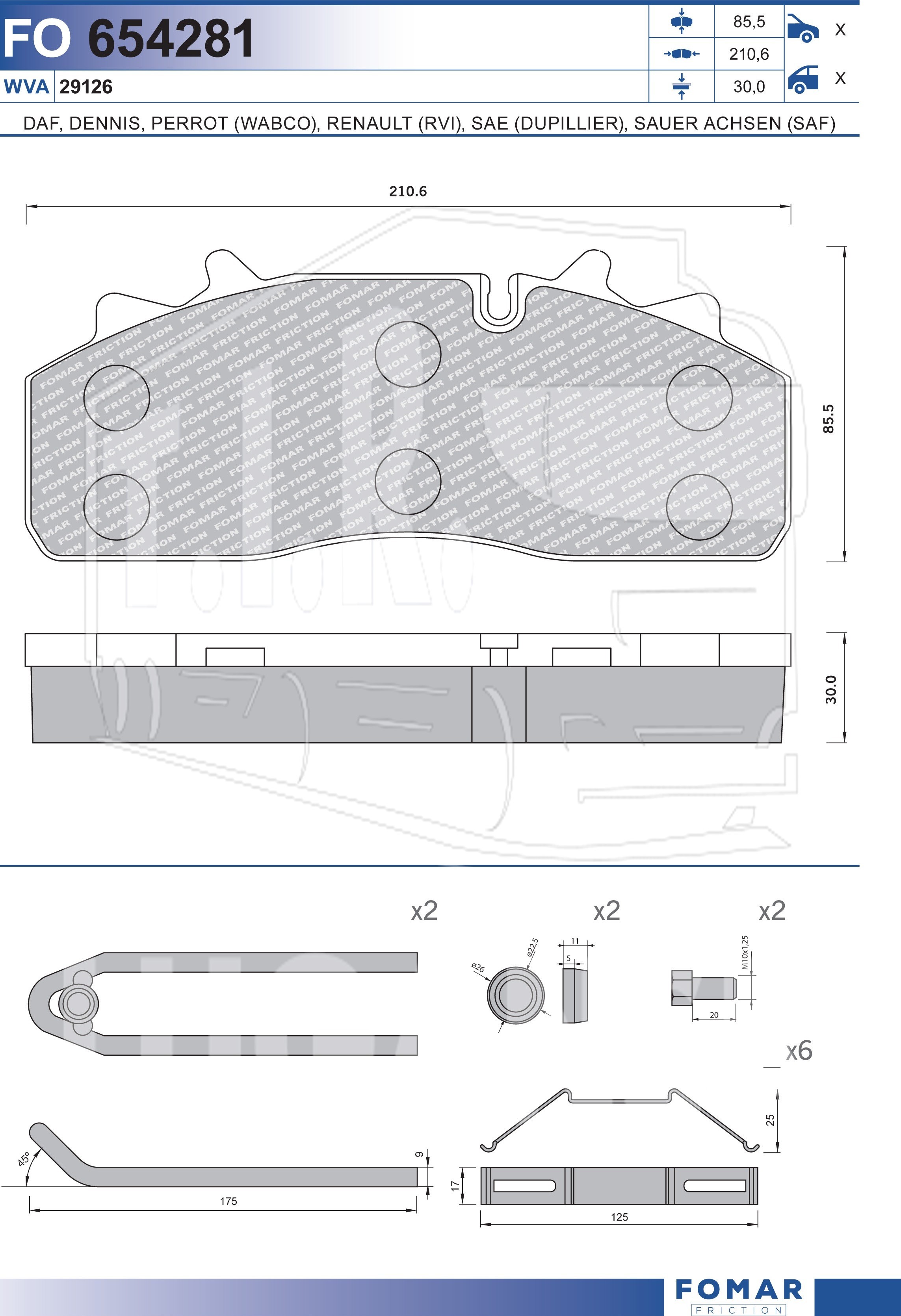 Колодки тормозные 210.2x92.3x30.1
