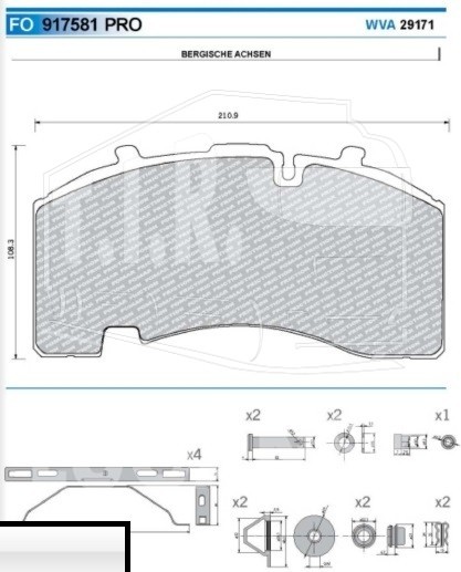 Колодки тормозные 210.9*108.3*30