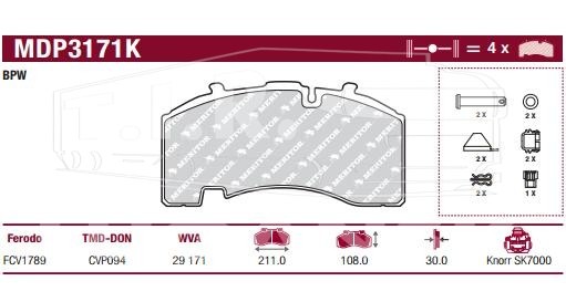 Колодки тормозные 210.9*108.3*30