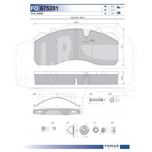Колодки тормозные 210*92*30
