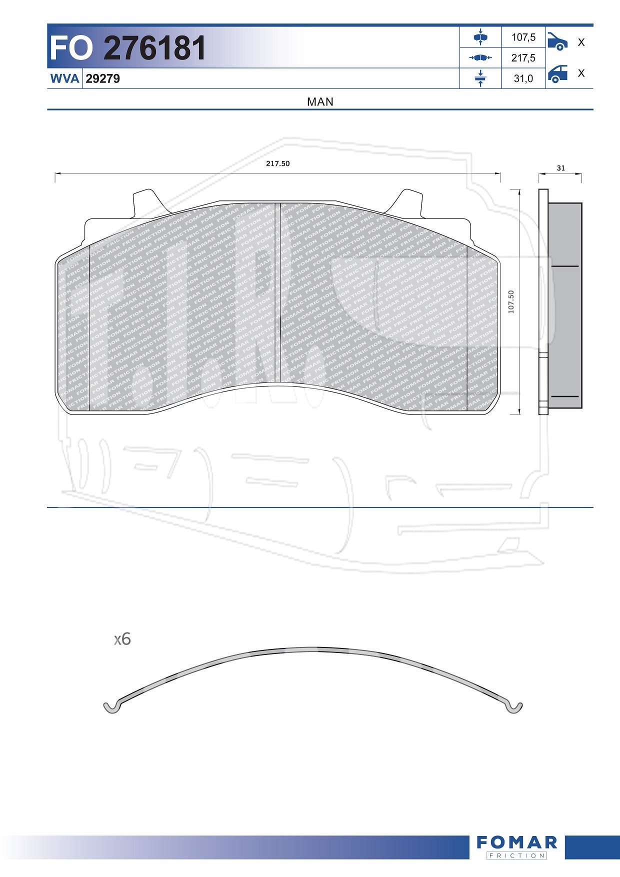 Колодки тормозные 218*108*31