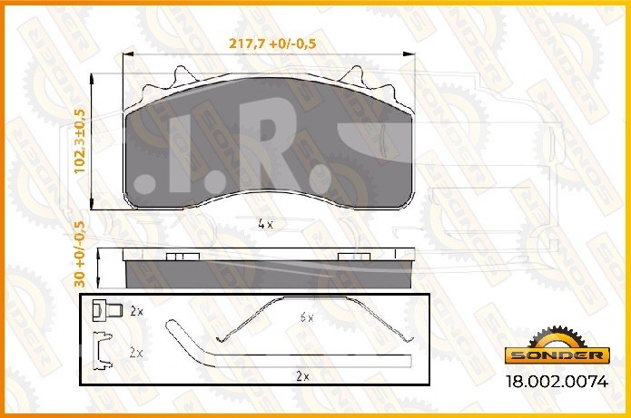 Колодки тормозные 218*108*31