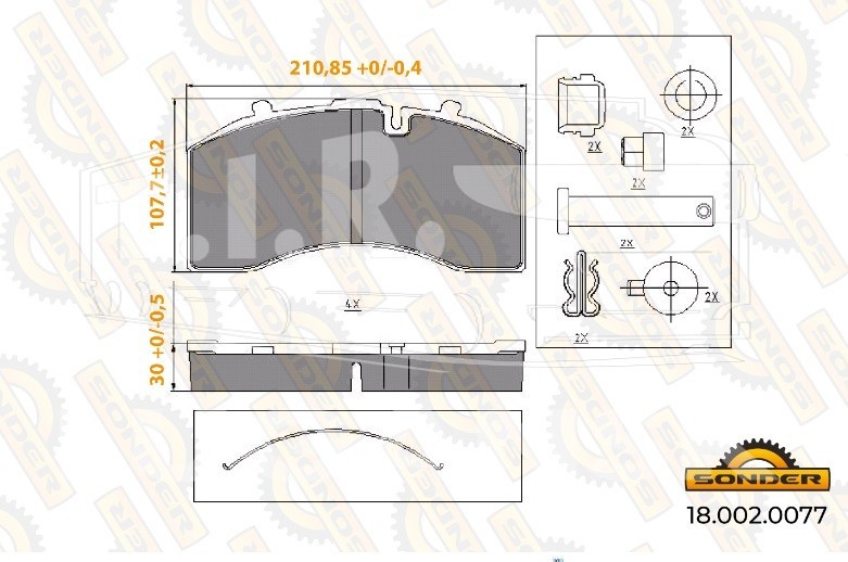 Колодки тормозные 210.9*108*30