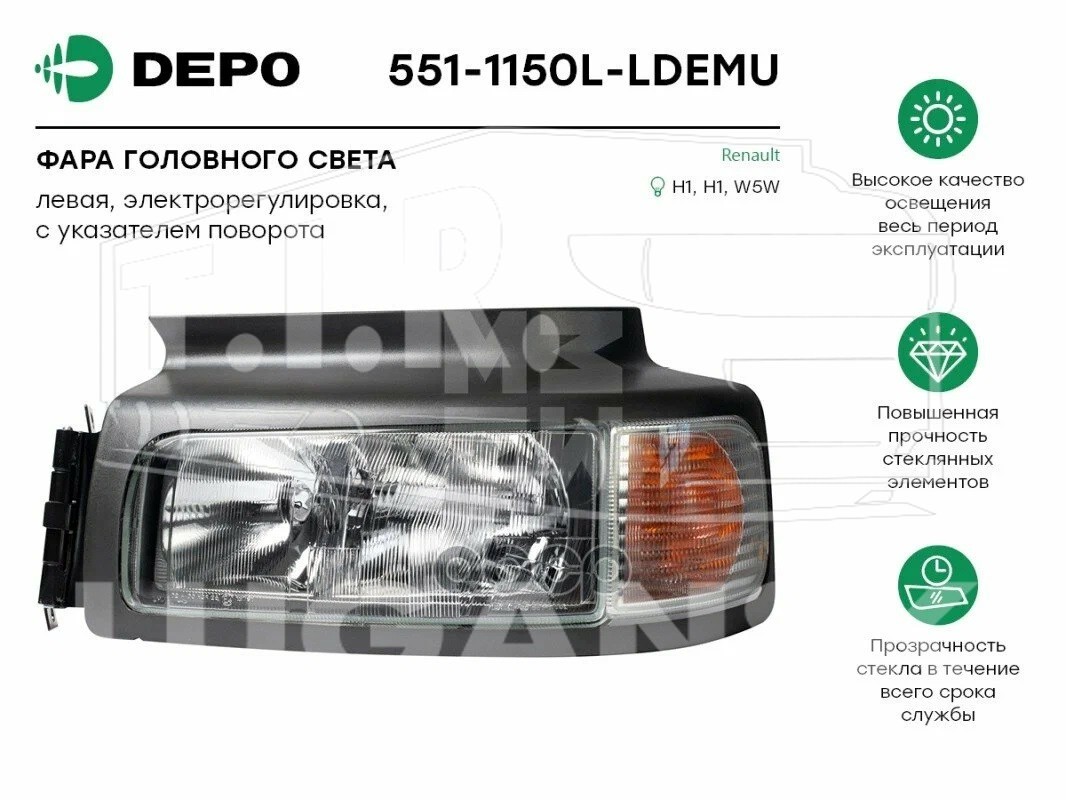 Фара RVI Premium, L