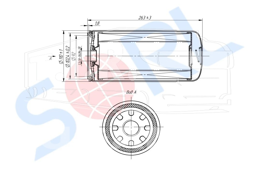 Фильтр масляный 1 3/8-16UN