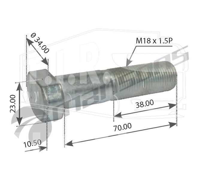 Шпилька колеса М18*1.5*70/80.5