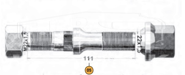 Шпилька колеса М22*1.5/М22*1.5*111