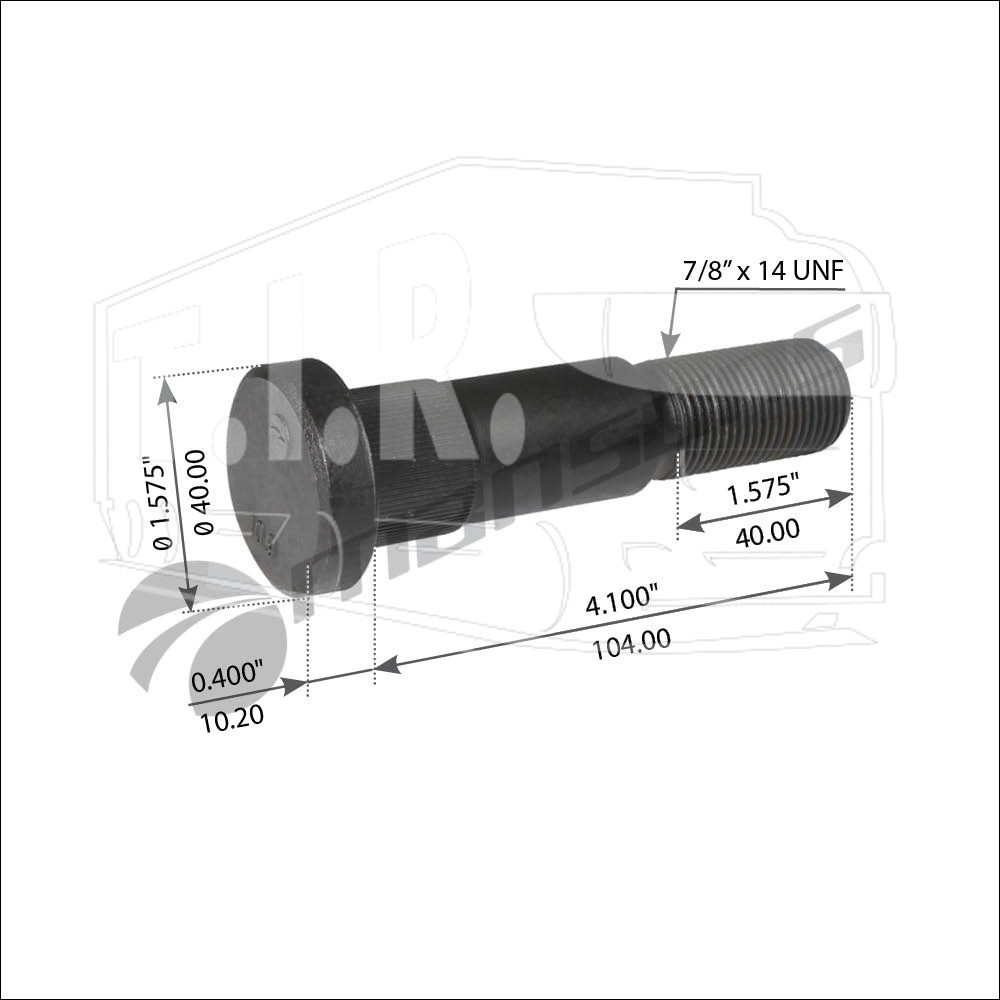 Шпилька колеса 7/8"-14UNF-2A*102 зад