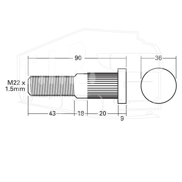 Шпилька колеса М22*1.5*80