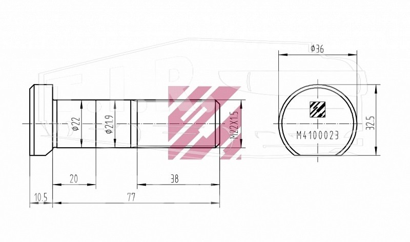 Шпилька колеса М22*1.5*77 задняя