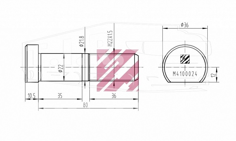 Шпилька колеса М22*1.5*80ММ