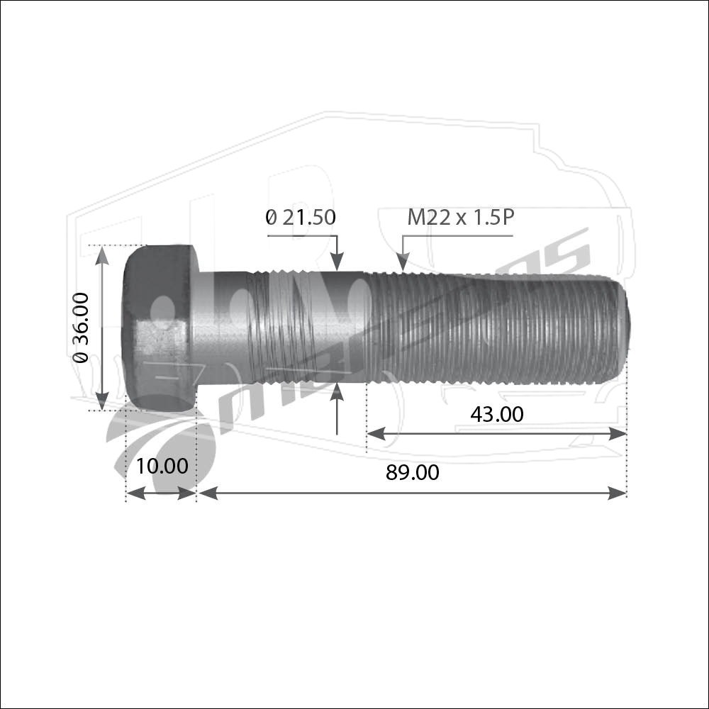 Шпилька колеса М22*1.5*90ММ
