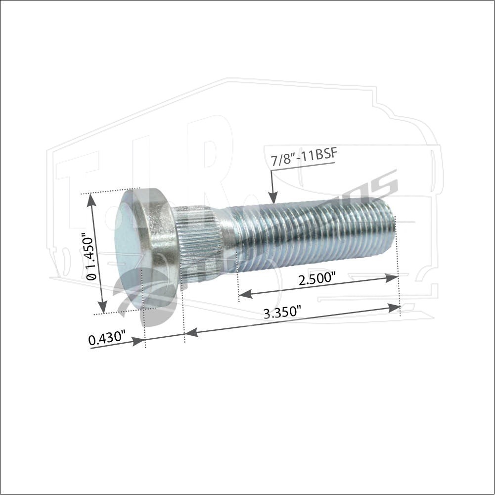 Шпилька колеса 7/8"-11BSF*85