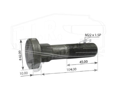 Шпилька колеса М22*1.5*104 зад