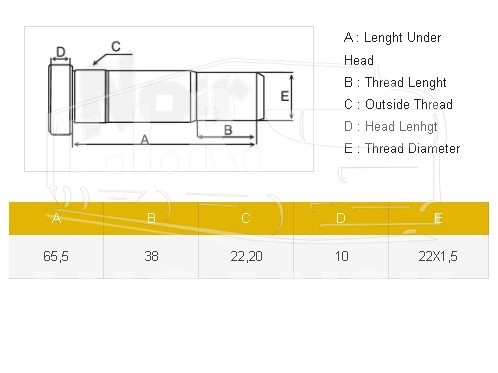 Шпилька колеса М22*1.5*65.5