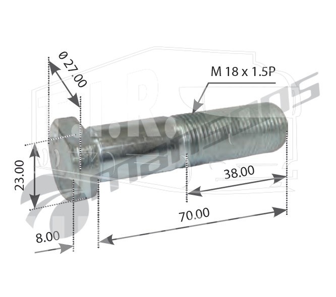 Шпилька колеса М18*1.5*70/78